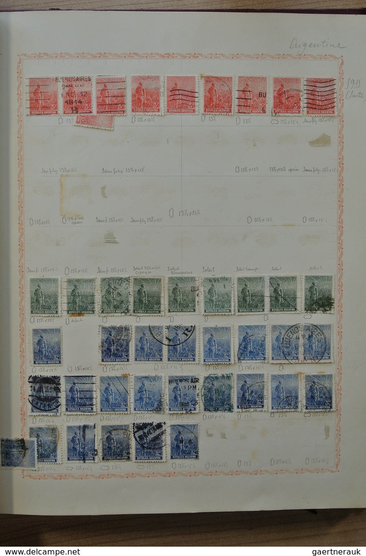 22194 Argentinien: Old Blanc Album With Mostly Used Material Of Argentina, Including Plateflaws, Different - Autres & Non Classés