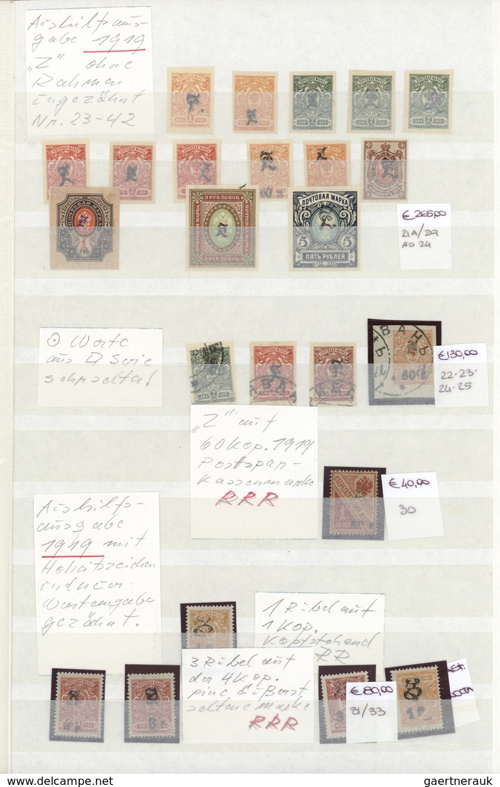 22202 Armenien: 1919-22, Collection In Large Album Including Variaties, Handstamped Perf And Imperf Stamps - Arménie