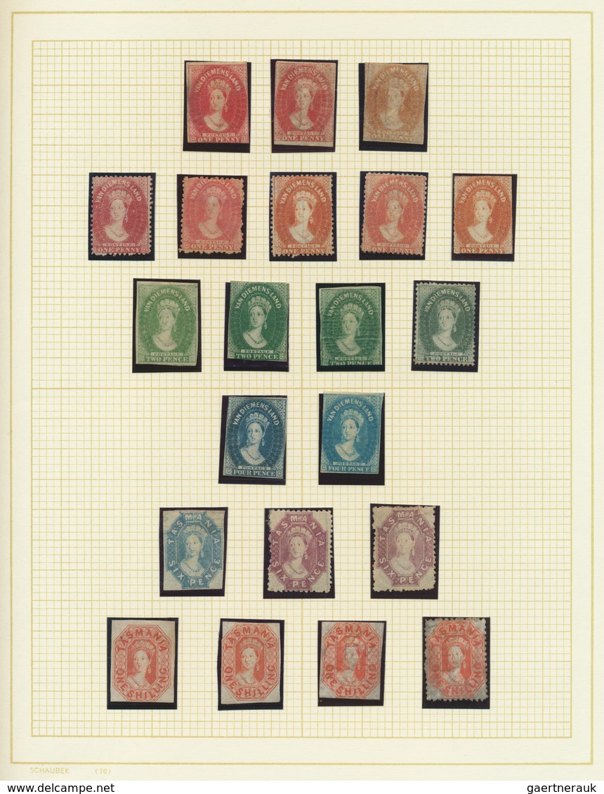 22210 Tasmanien: 1855/1910 (ca.), A Lovely Mint Collection Of 79 Stamps, Neatly Arranged On Album Pages, C - Lettres & Documents