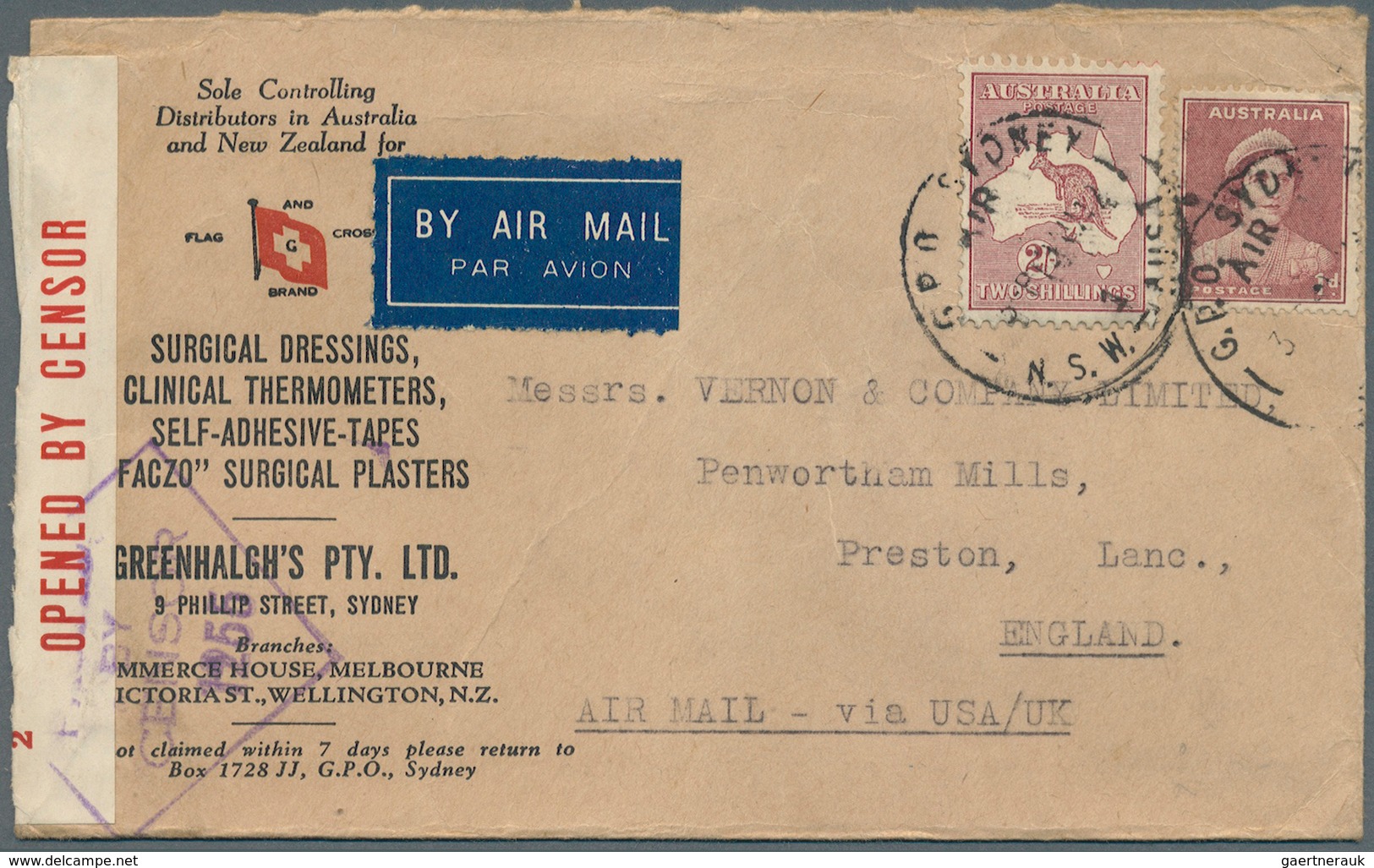 22217 Australien: 1910/1942, Australia/NZ, Group Of 20 Better Entires, Registered, Censored And Airmail, P - Otros & Sin Clasificación