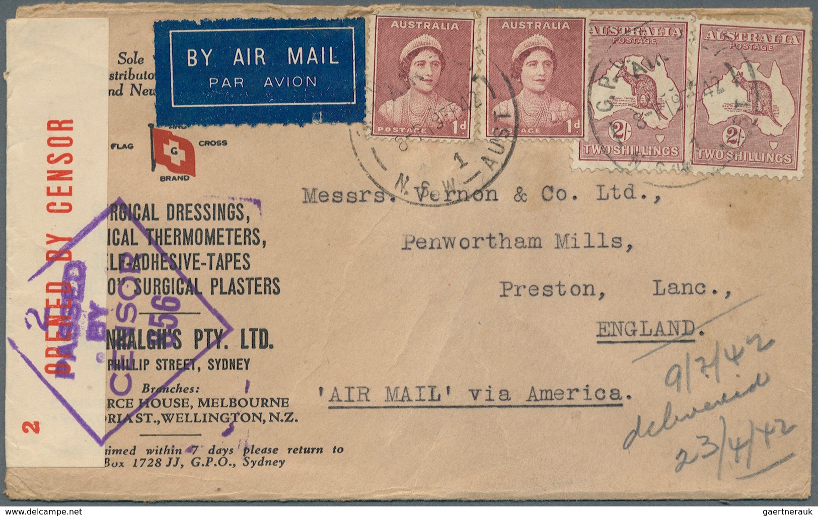 22217 Australien: 1910/1942, Australia/NZ, group of 20 better entires, registered, censored and airmail, P