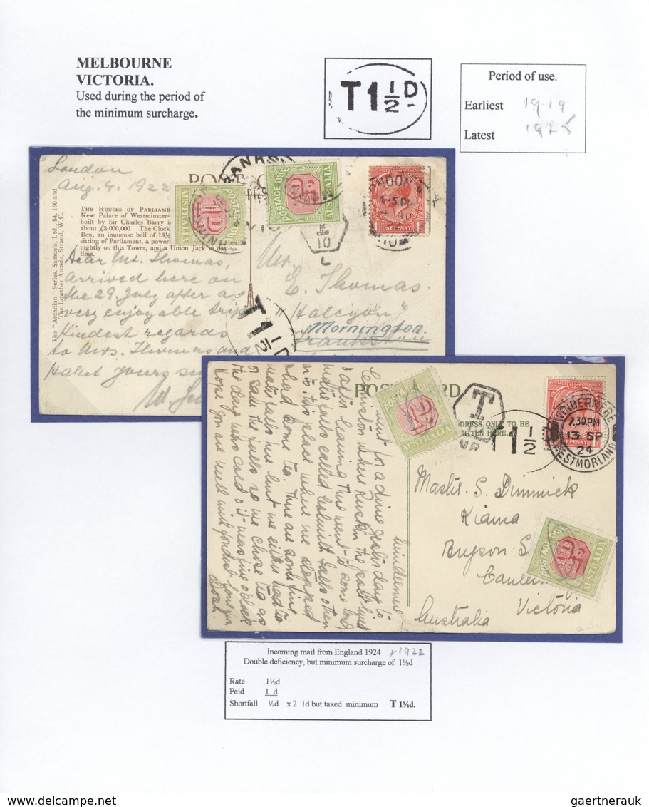 22219 Australien: 1912/1929, Nine Letters All With With Tax Markings Or Postage Due Stamps All Written Up - Autres & Non Classés