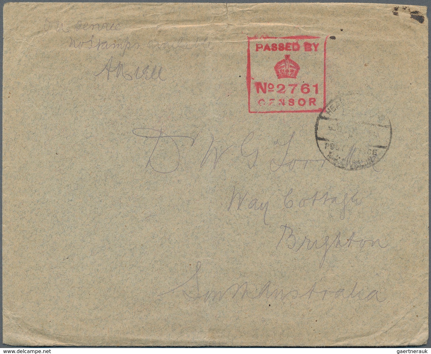 22223 Australien: 1915/1917, Group Of 10 Covers/cards From Australian Forces In Egypt With Various Censor - Autres & Non Classés