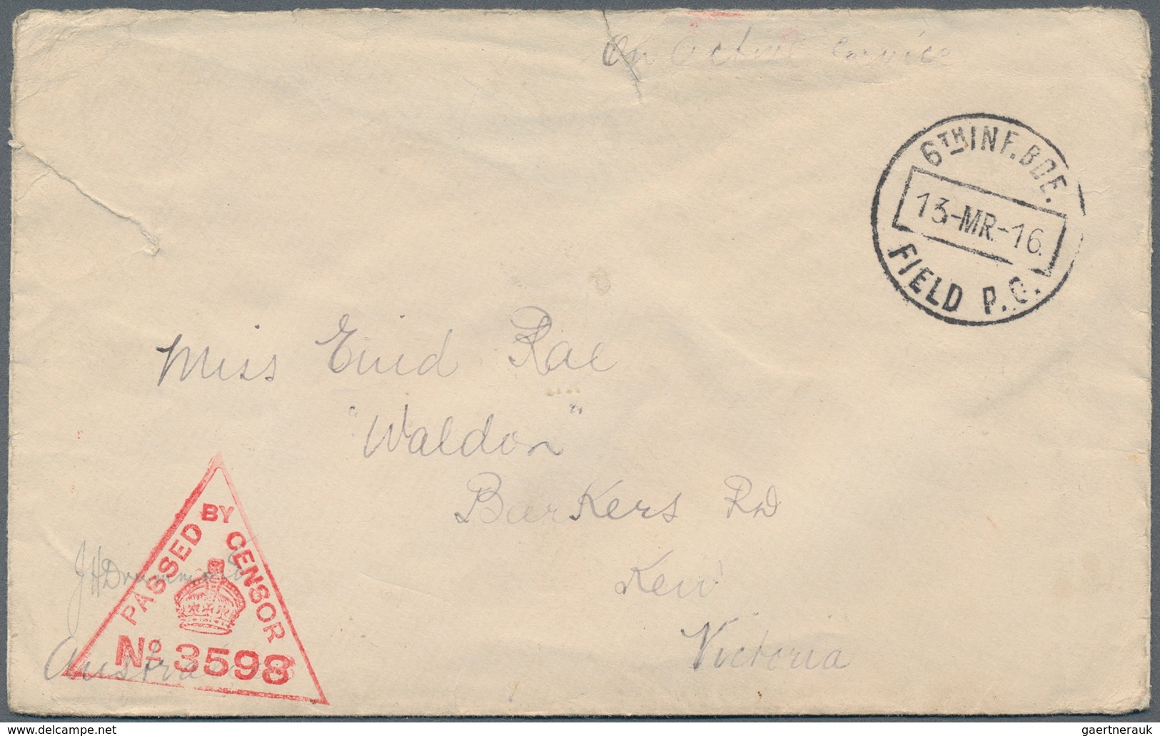 22223 Australien: 1915/1917, Group Of 10 Covers/cards From Australian Forces In Egypt With Various Censor - Autres & Non Classés