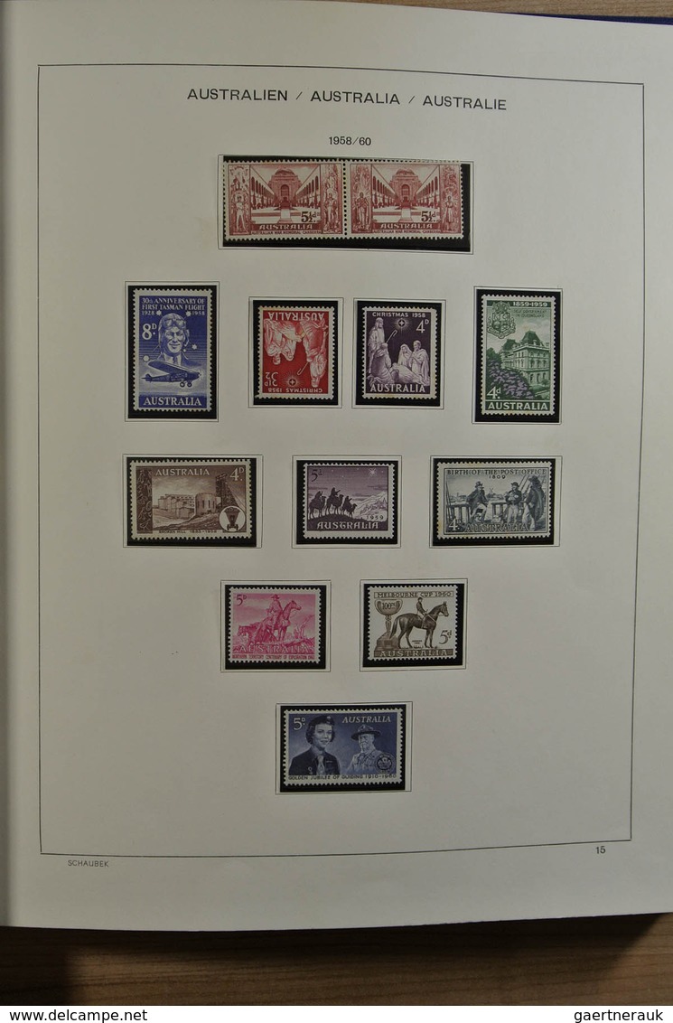 22226 Australien: 1927-1995. Well filled, mostly MNH collection Australia 1927-1995 in 2 Schaubek albums.