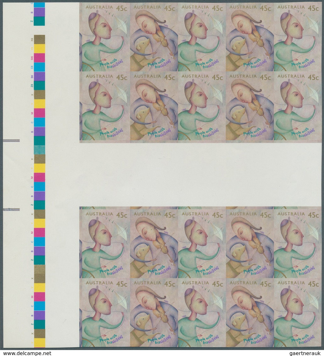 22232 Australien: 1995/96, Big Lot IMPERFORATED Stamps For Investors Or Specialist Containing 4 Different - Autres & Non Classés