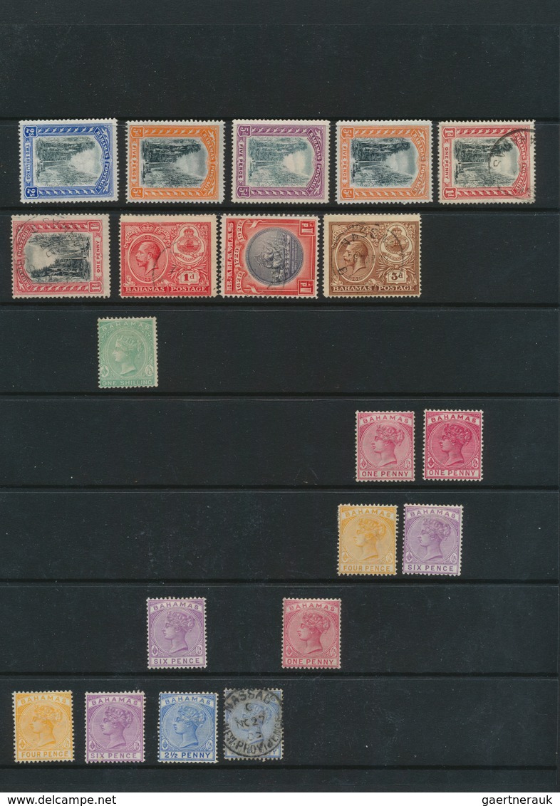 22240 Bahamas: 1883/1970 (ca.): Great holding of many 100s of mint and used stamps on stockcards and album