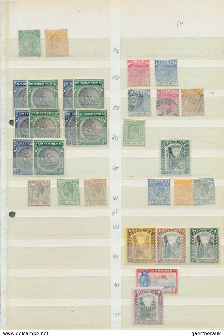 22240 Bahamas: 1883/1970 (ca.): Great holding of many 100s of mint and used stamps on stockcards and album