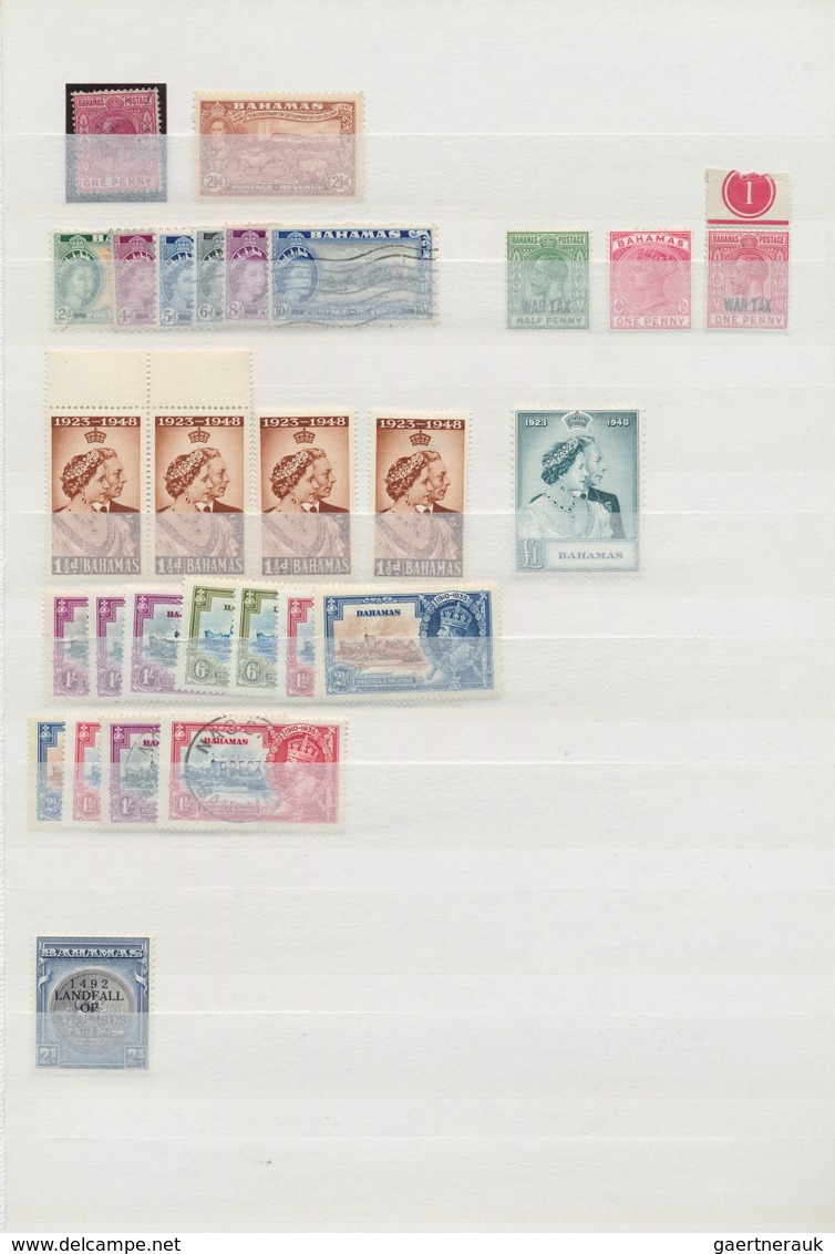 22240 Bahamas: 1883/1970 (ca.): Great holding of many 100s of mint and used stamps on stockcards and album