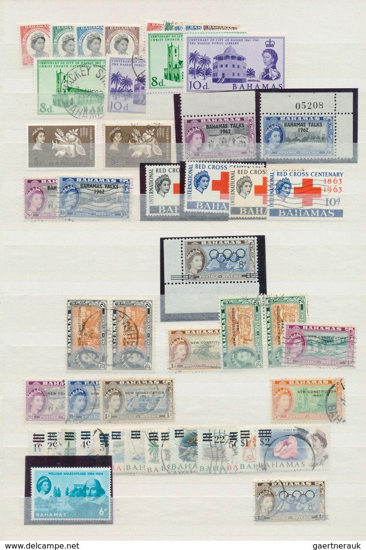 22240 Bahamas: 1883/1970 (ca.): Great holding of many 100s of mint and used stamps on stockcards and album