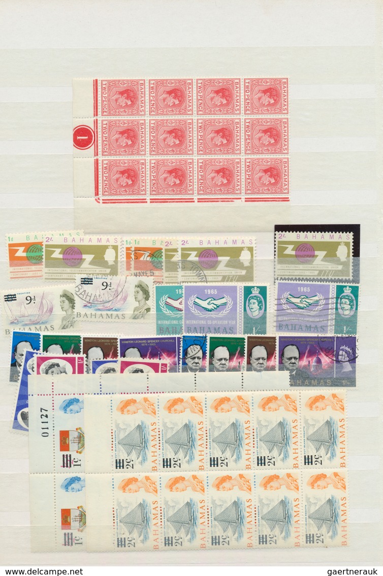 22240 Bahamas: 1883/1970 (ca.): Great holding of many 100s of mint and used stamps on stockcards and album