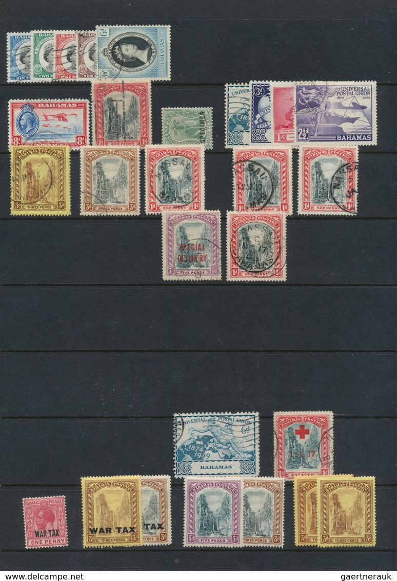 22240 Bahamas: 1883/1970 (ca.): Great holding of many 100s of mint and used stamps on stockcards and album