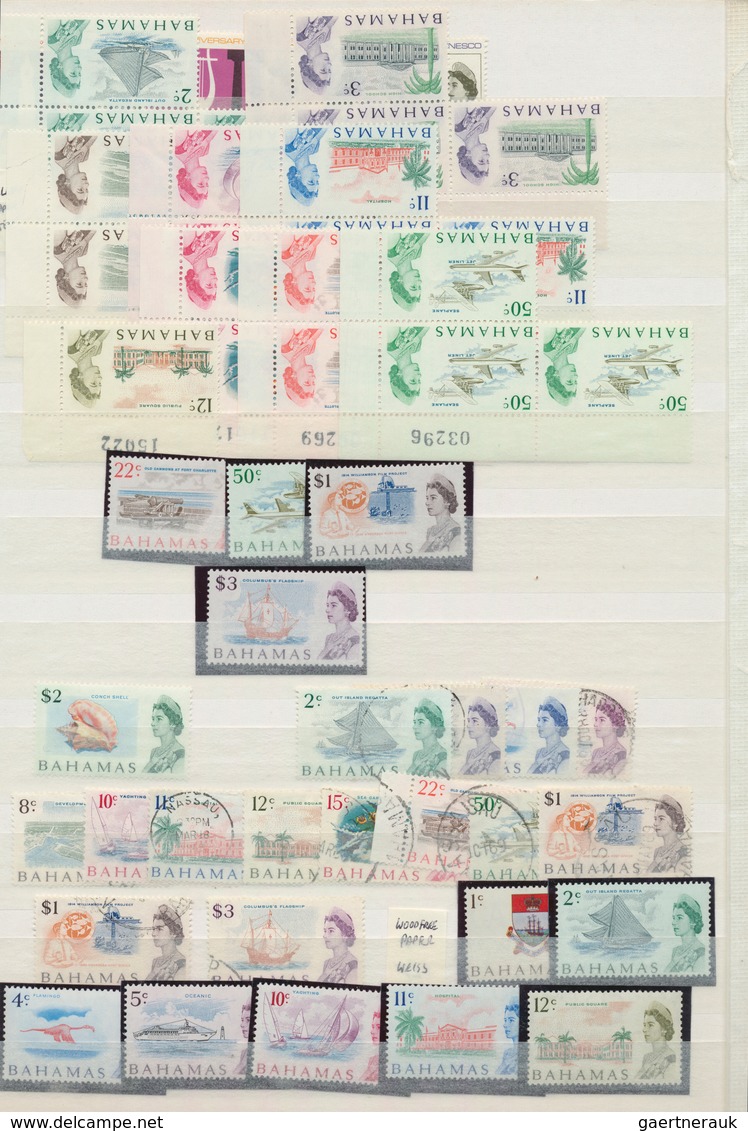 22240 Bahamas: 1883/1970 (ca.): Great holding of many 100s of mint and used stamps on stockcards and album