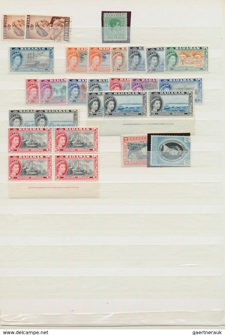 22240 Bahamas: 1883/1970 (ca.): Great holding of many 100s of mint and used stamps on stockcards and album