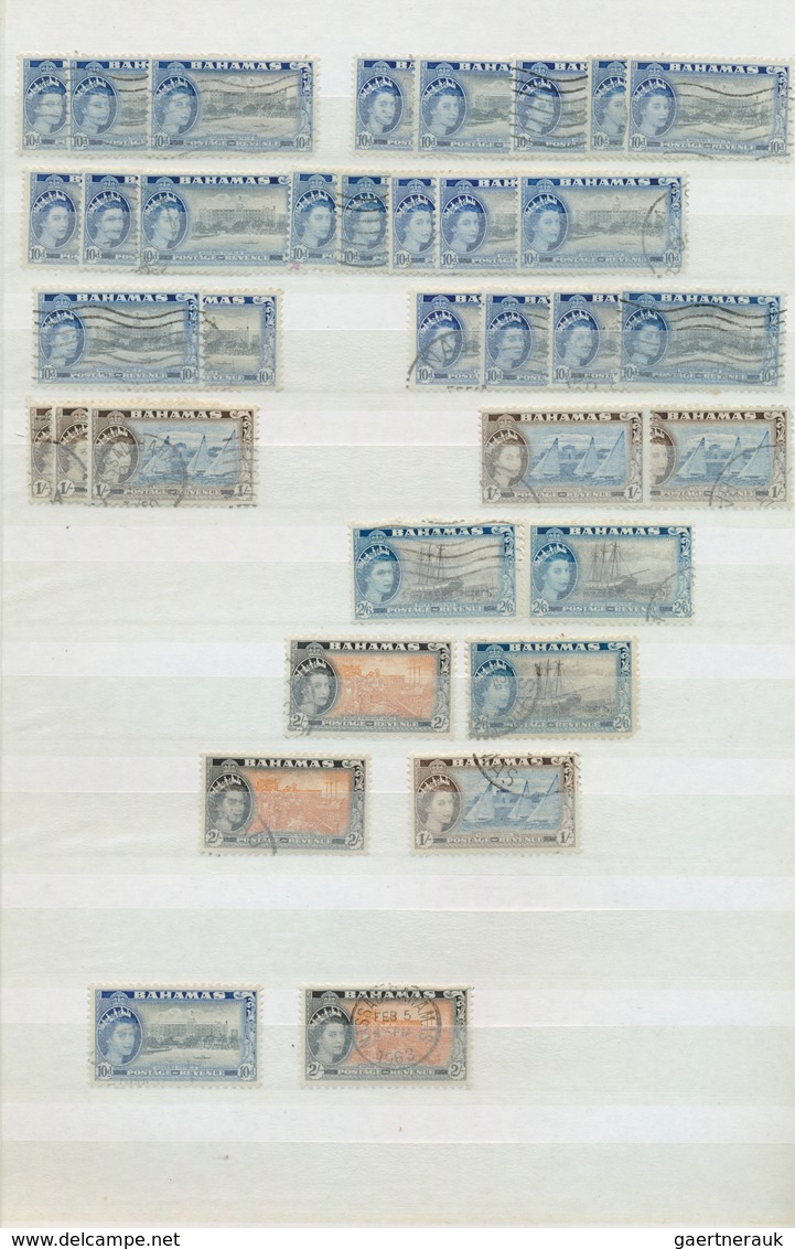 22240 Bahamas: 1883/1970 (ca.): Great holding of many 100s of mint and used stamps on stockcards and album