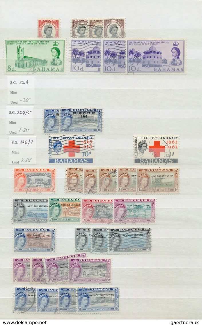 22240 Bahamas: 1883/1970 (ca.): Great holding of many 100s of mint and used stamps on stockcards and album