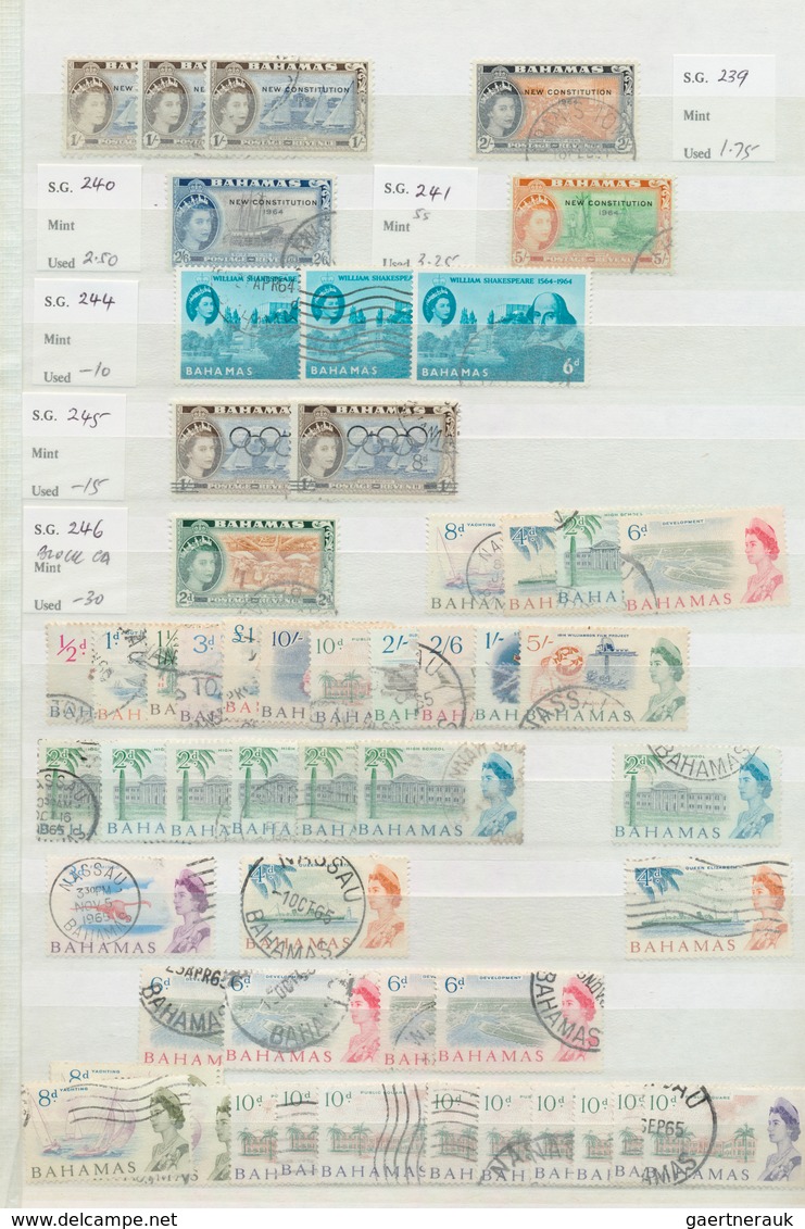 22240 Bahamas: 1883/1970 (ca.): Great holding of many 100s of mint and used stamps on stockcards and album