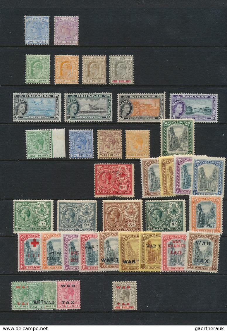 22240 Bahamas: 1883/1970 (ca.): Great holding of many 100s of mint and used stamps on stockcards and album