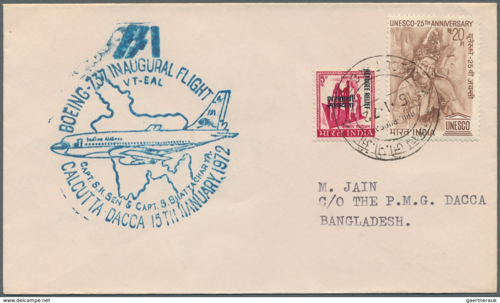 22248 Bangladesch: 1971 Dacca-Calcutta-Dacca First Flight: Six Covers Carried On Dec. 26th, 1971 By First - Bangladesh