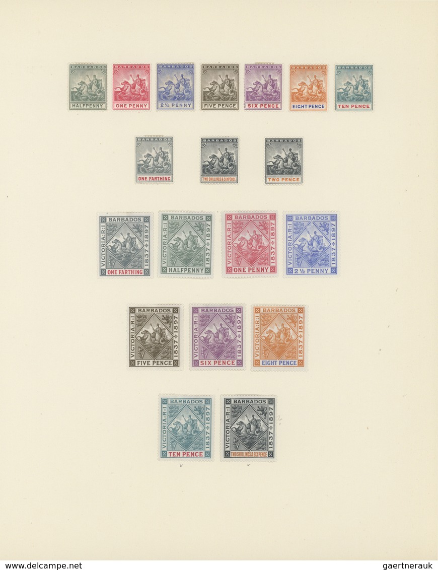 22250 Barbados: 1852-1925, Collection Mint And Used On 5 Album Leaves Including SG 5, 5a, 7, 11, 12, 17-19 - Barbades (1966-...)