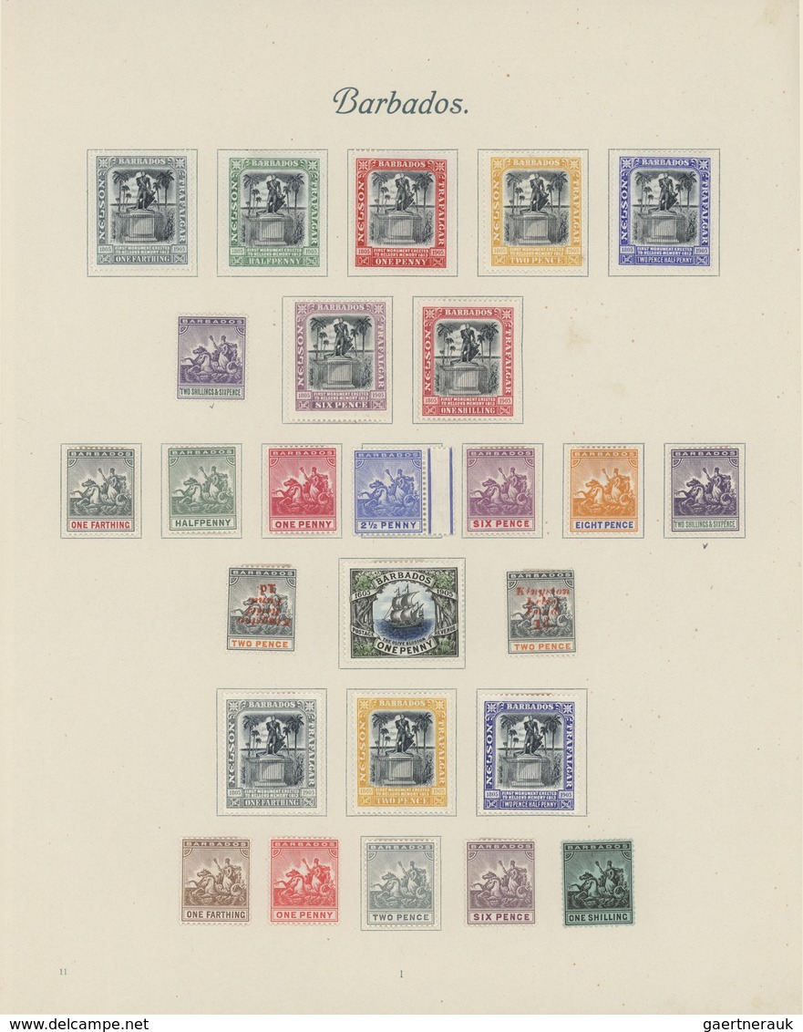 22250 Barbados: 1852-1925, Collection Mint And Used On 5 Album Leaves Including SG 5, 5a, 7, 11, 12, 17-19 - Barbades (1966-...)