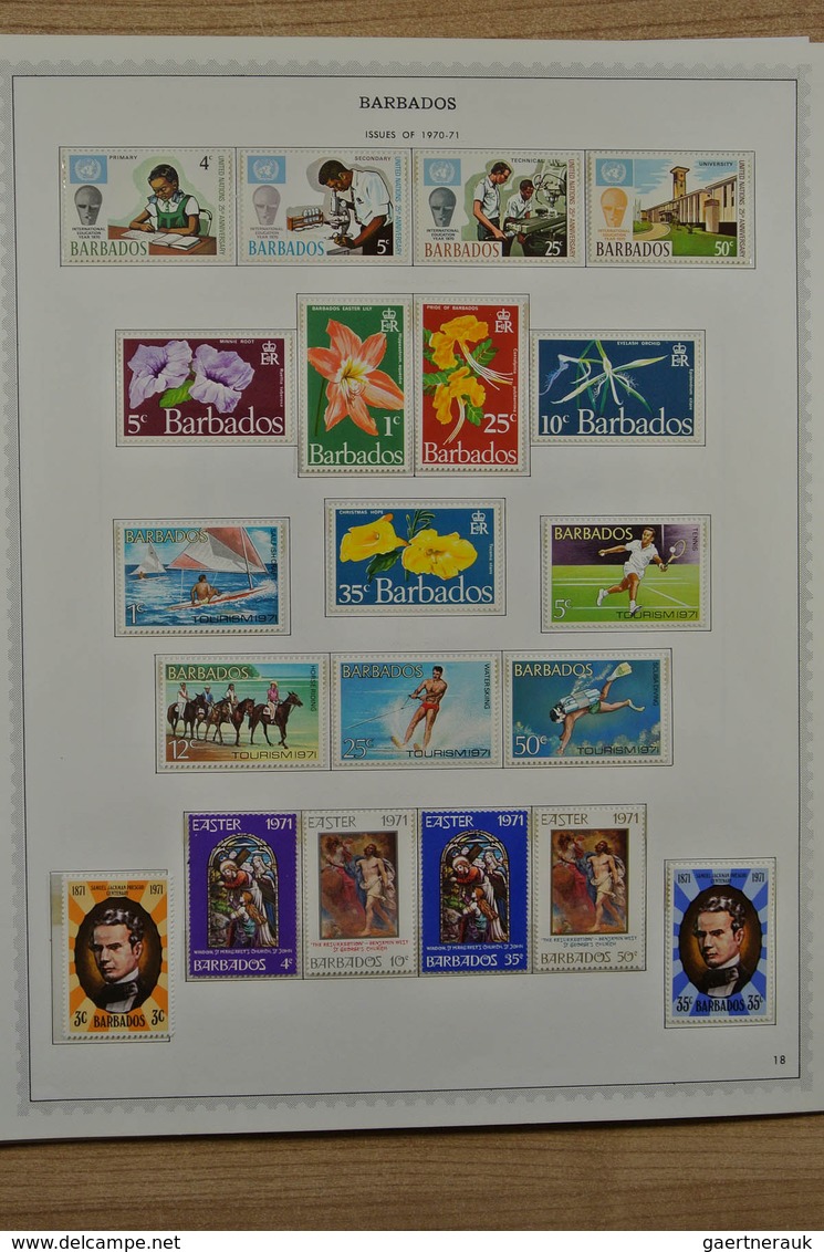 22251 Barbados: 1875-1983. Well filled, MNH, mint hinged and used collection Barbados 1875-1983 on albumpa