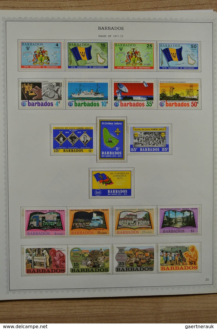 22251 Barbados: 1875-1983. Well filled, MNH, mint hinged and used collection Barbados 1875-1983 on albumpa