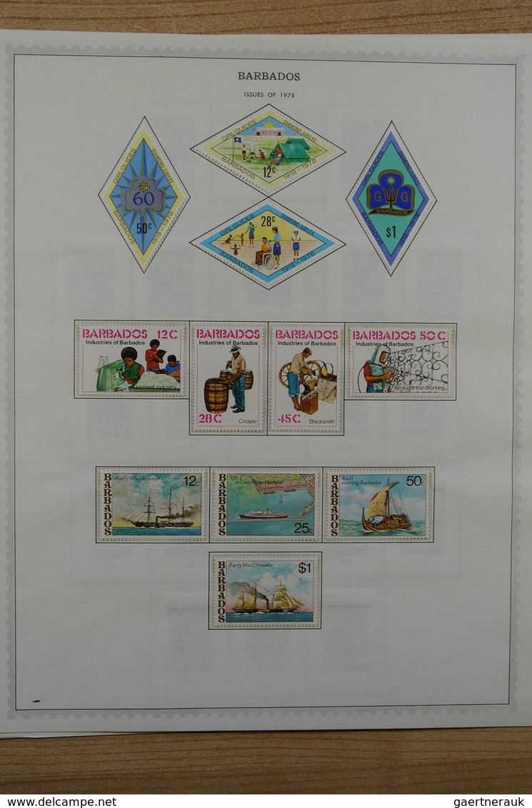22251 Barbados: 1875-1983. Well filled, MNH, mint hinged and used collection Barbados 1875-1983 on albumpa