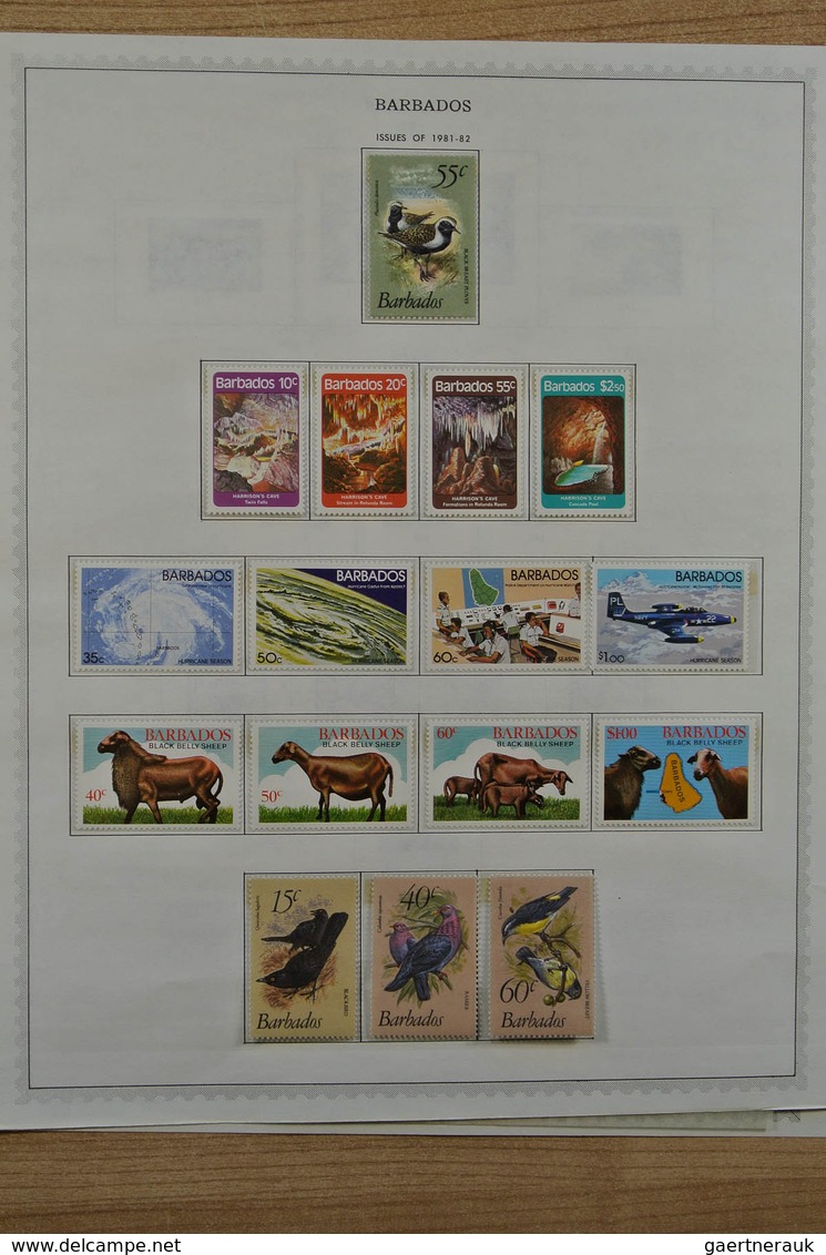 22251 Barbados: 1875-1983. Well filled, MNH, mint hinged and used collection Barbados 1875-1983 on albumpa