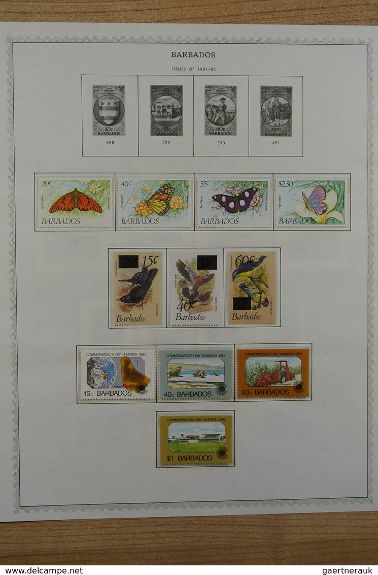 22251 Barbados: 1875-1983. Well filled, MNH, mint hinged and used collection Barbados 1875-1983 on albumpa