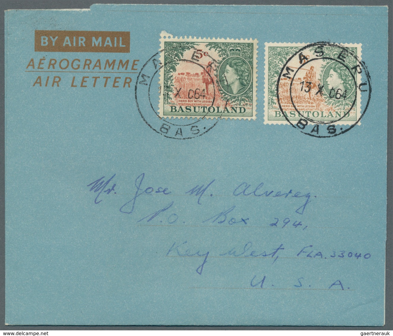 22253 Basutoland: 1949/1964 (ca.), AEROGRAMMES: accumulation with about 520 unused and used/CTO airletters