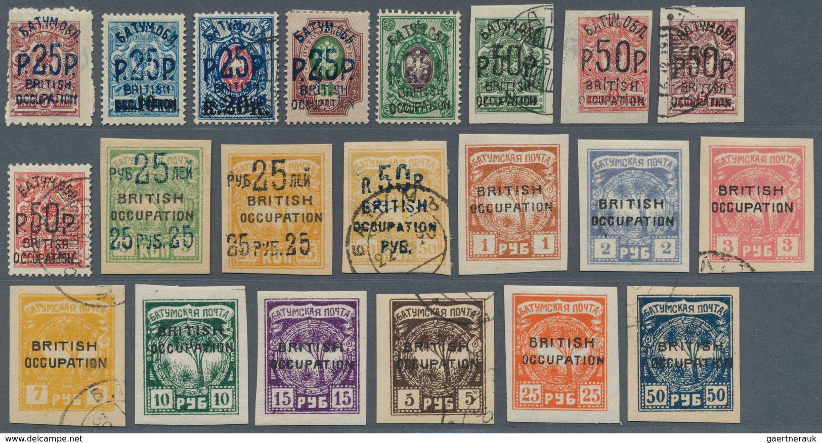 22254 Batum: 1919/1920, Useful Lot Of 40 Stamps Mint, Used And Cto From Old Collection On Two Stockcards. - Batum (1919-1920)