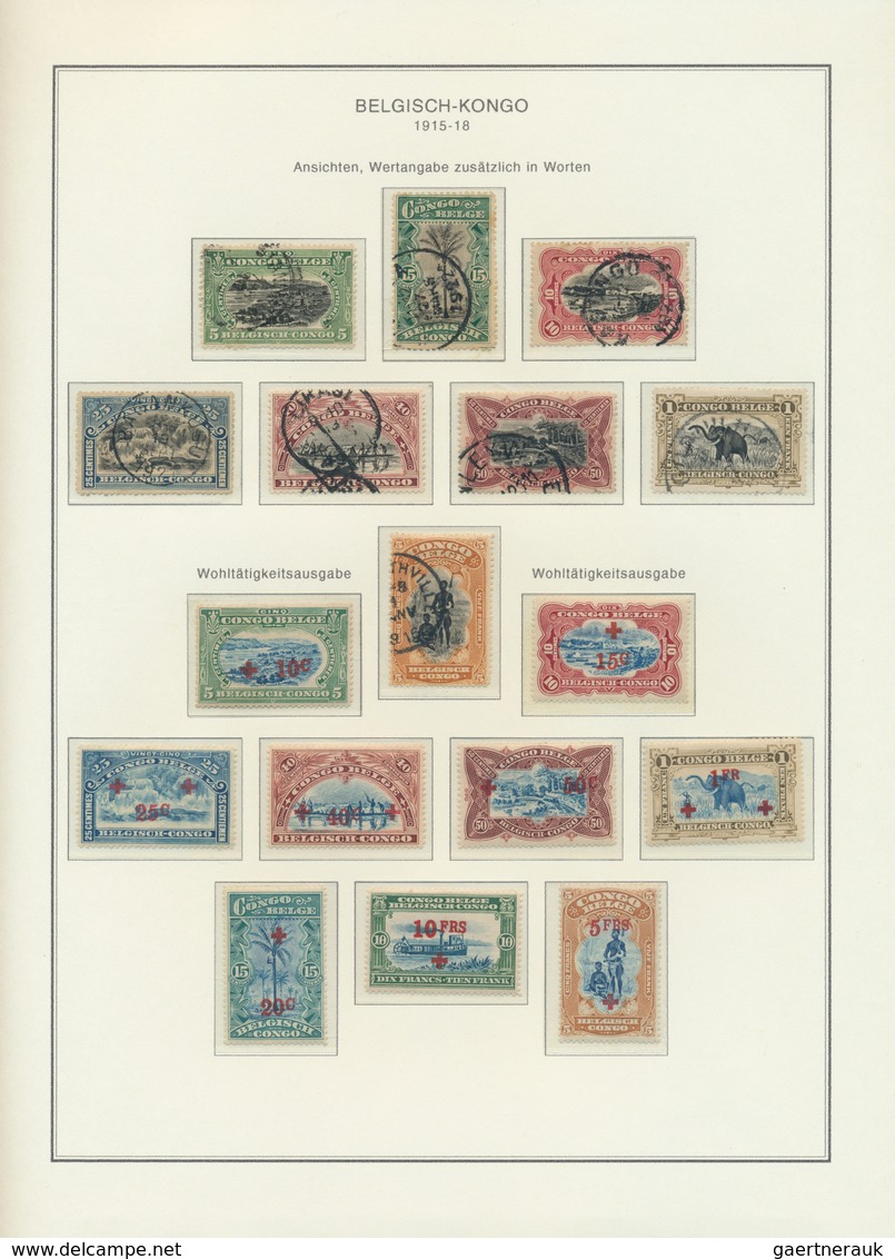 22256 Belgisch-Kongo: 1886/1960, Mainly Used Collection On Lighthouse Album Pages, From Early Issues, 10fr - Autres & Non Classés