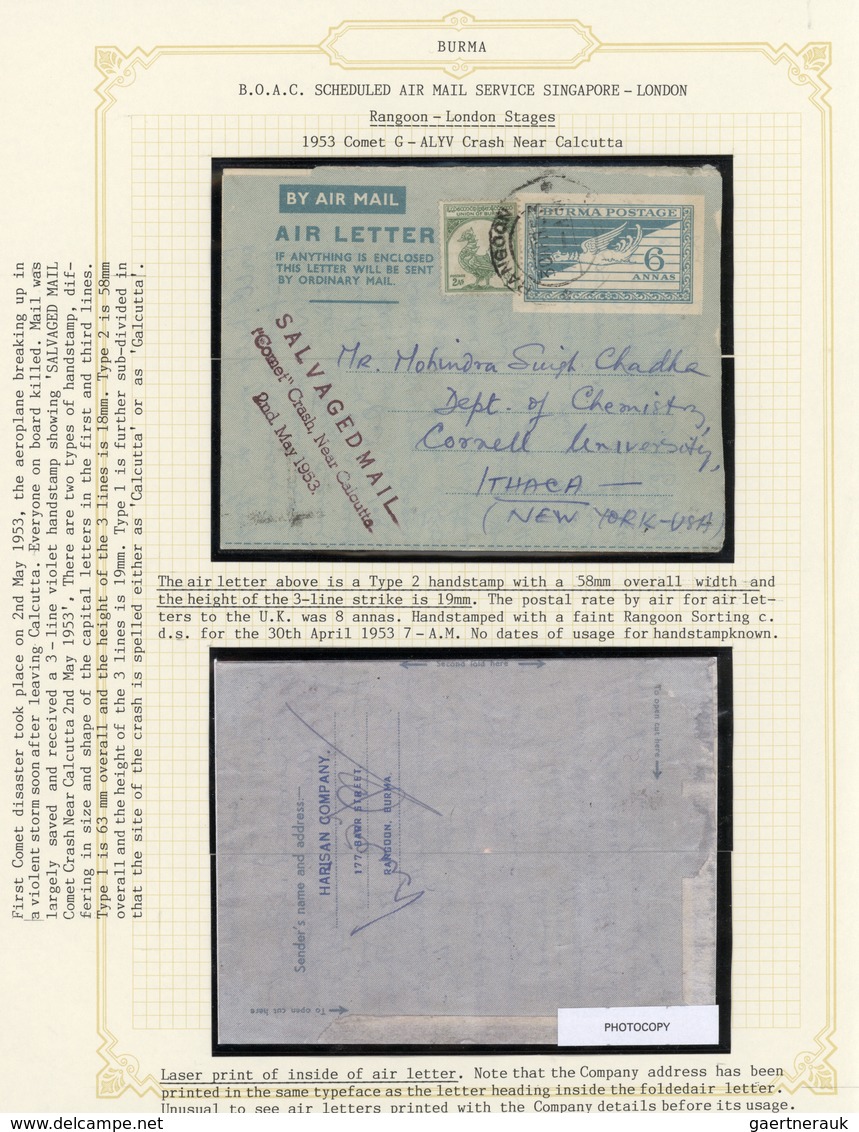 22270 Birma / Burma / Myanmar: 1936/1939 + 1954: seven covers (including two postal stationaries) originat