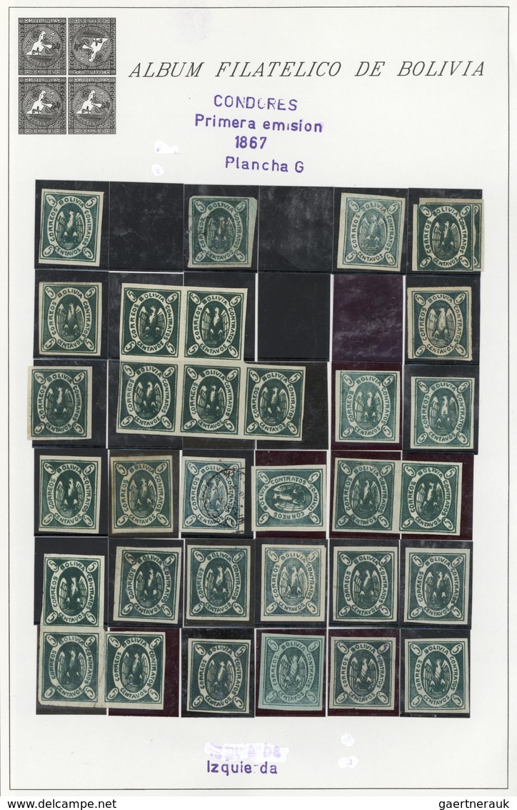 22273 Bolivien: 1867/1868, CONDOR ISSUES, Specialised Collection Of Apprx. 1.460 Stamps Arranged On Album - Bolivie