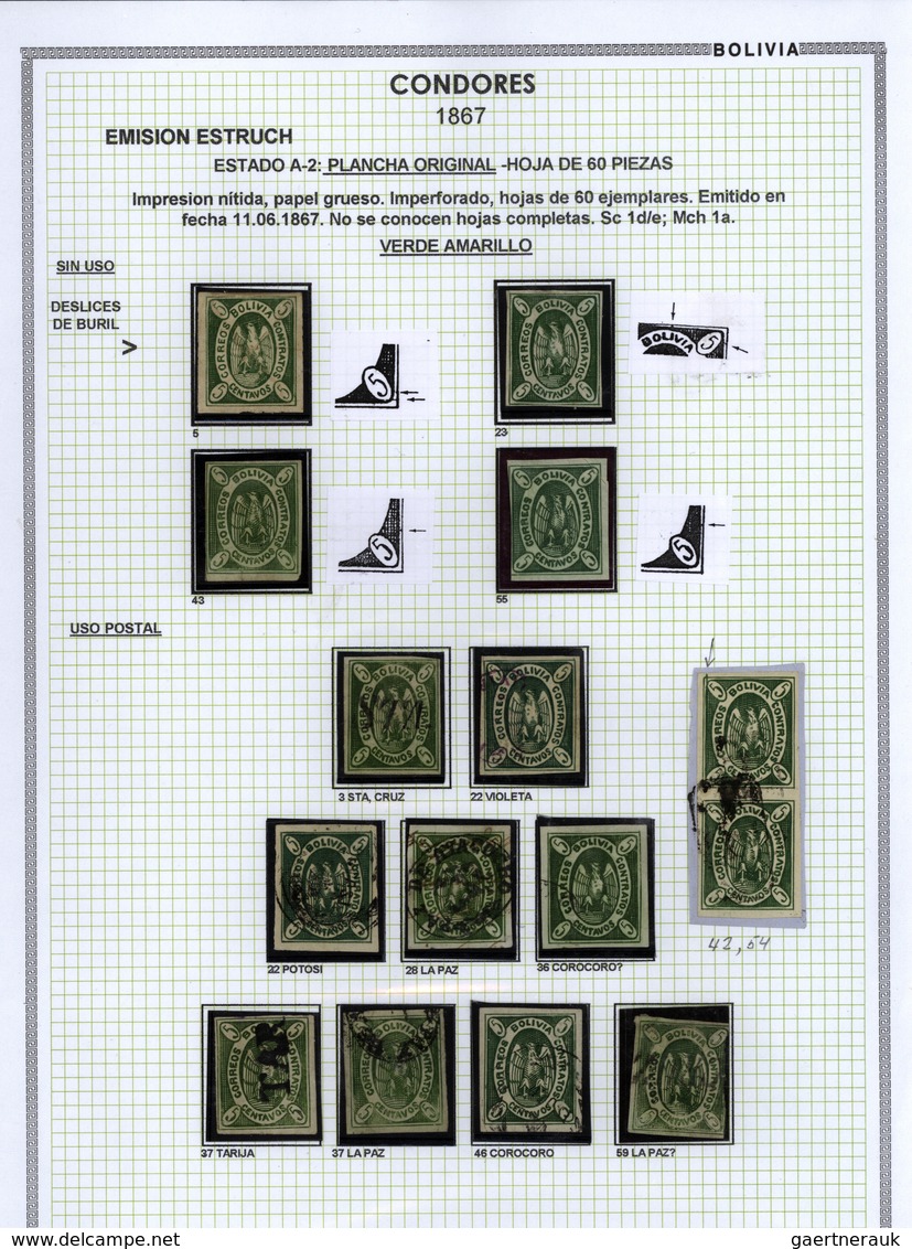 22274 Bolivien: 1867: THE CONDOR ISSUE: A Scarce And Unique Special Collection Of A Most Exciting Classica - Bolivie