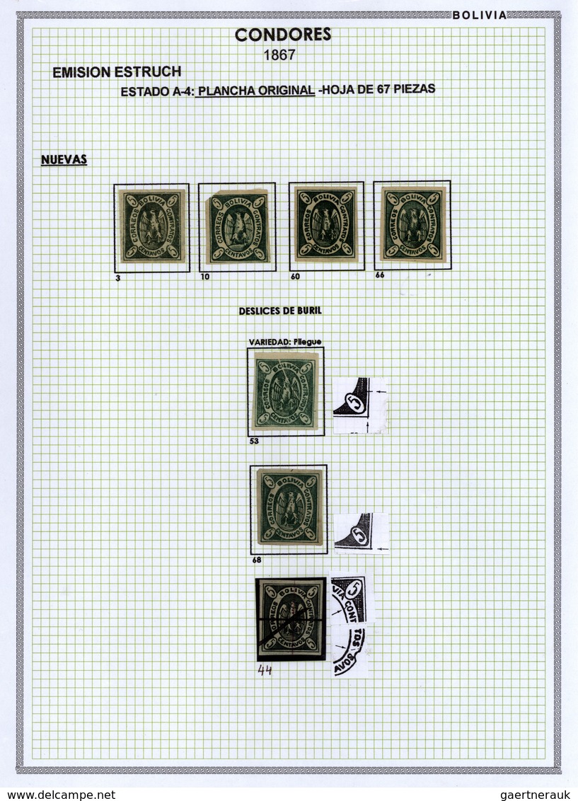 22274 Bolivien: 1867: THE CONDOR ISSUE: A scarce and unique special collection of a most exciting classica