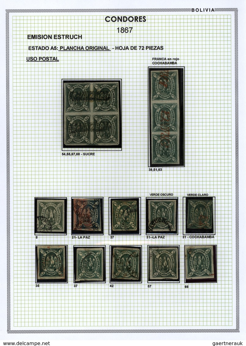 22274 Bolivien: 1867: THE CONDOR ISSUE: A scarce and unique special collection of a most exciting classica