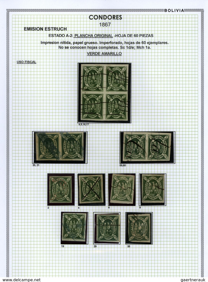 22274 Bolivien: 1867: THE CONDOR ISSUE: A scarce and unique special collection of a most exciting classica