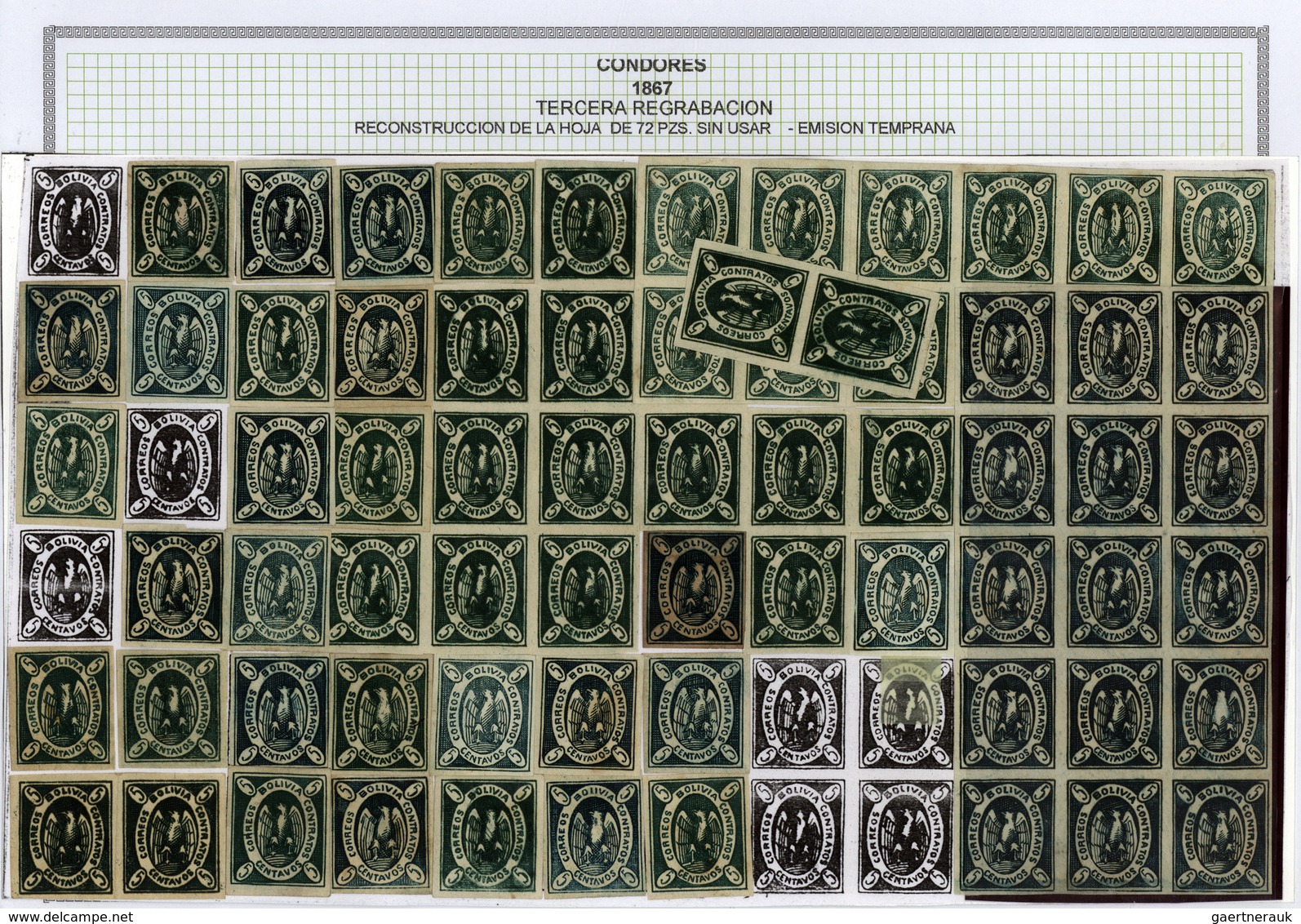 22274 Bolivien: 1867: THE CONDOR ISSUE: A scarce and unique special collection of a most exciting classica