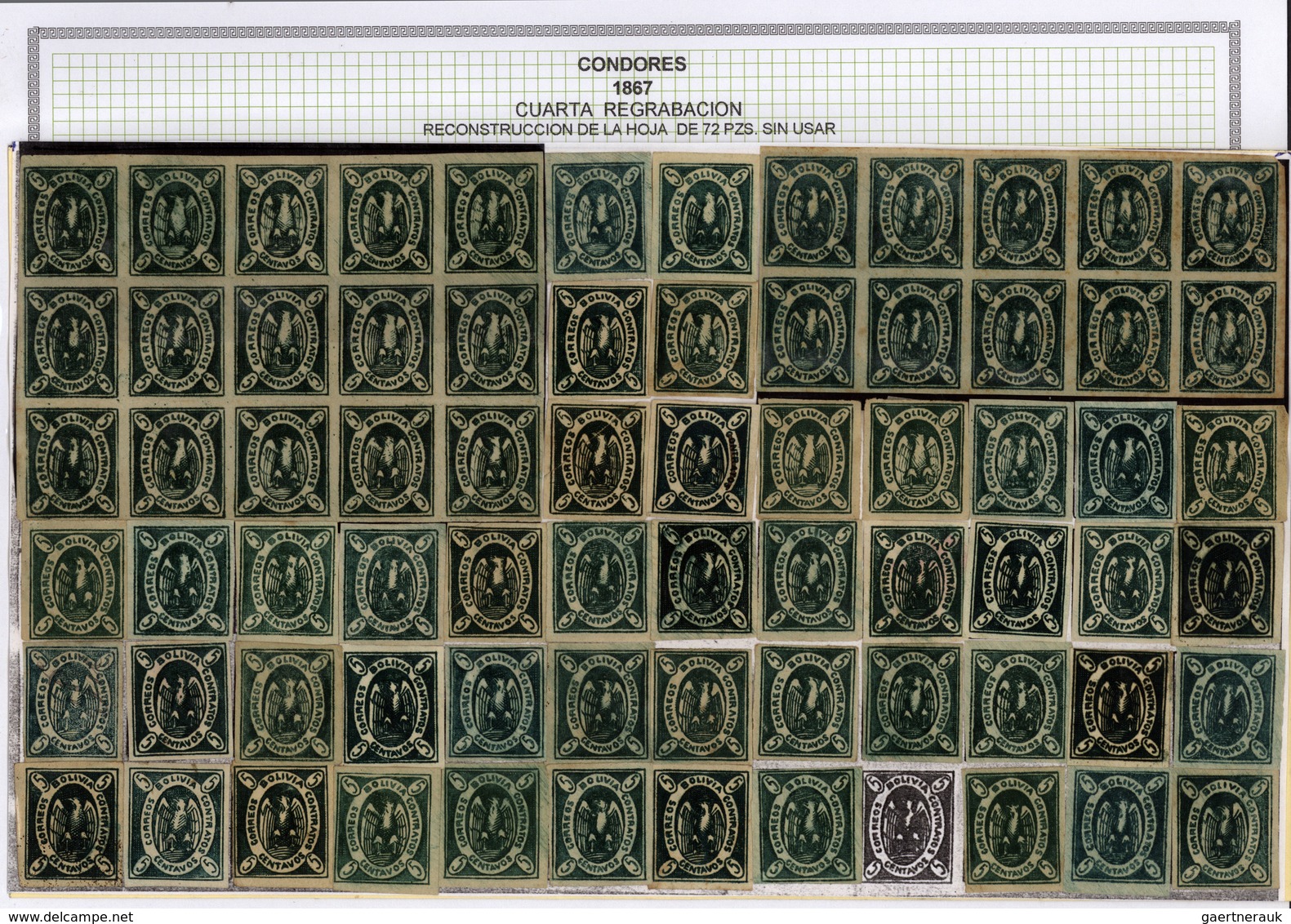 22274 Bolivien: 1867: THE CONDOR ISSUE: A scarce and unique special collection of a most exciting classica