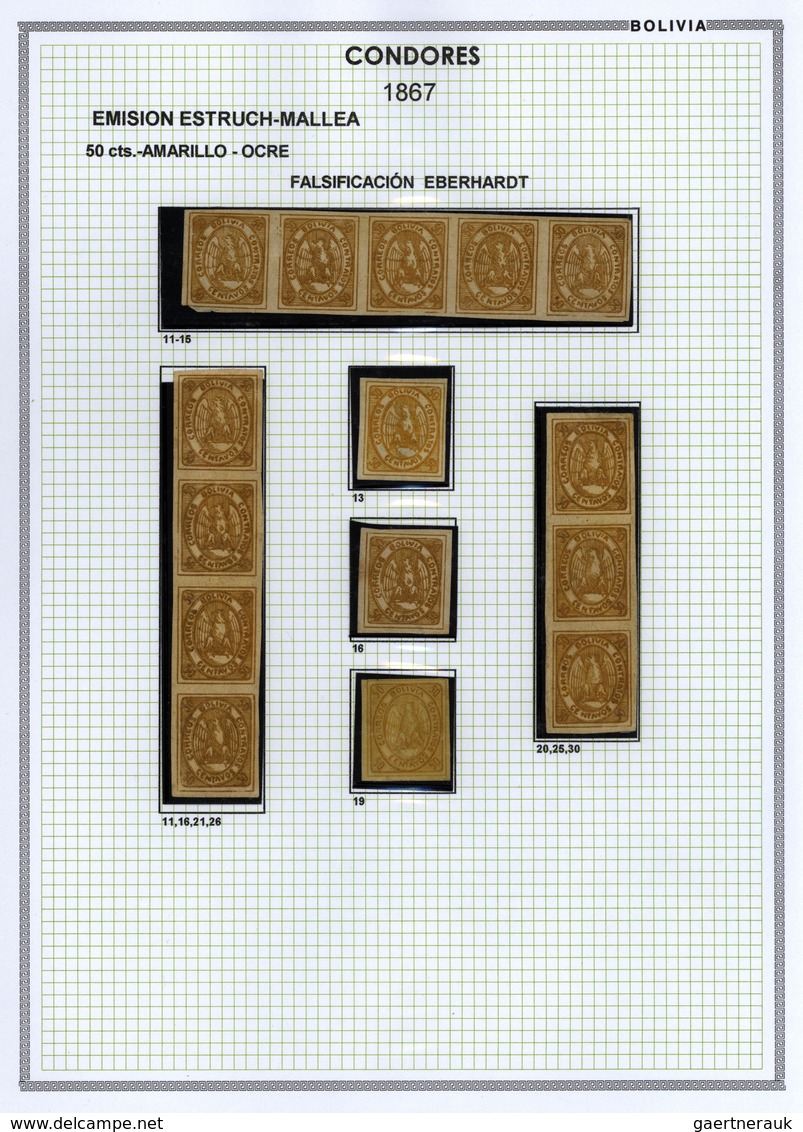 22274 Bolivien: 1867: THE CONDOR ISSUE: A scarce and unique special collection of a most exciting classica