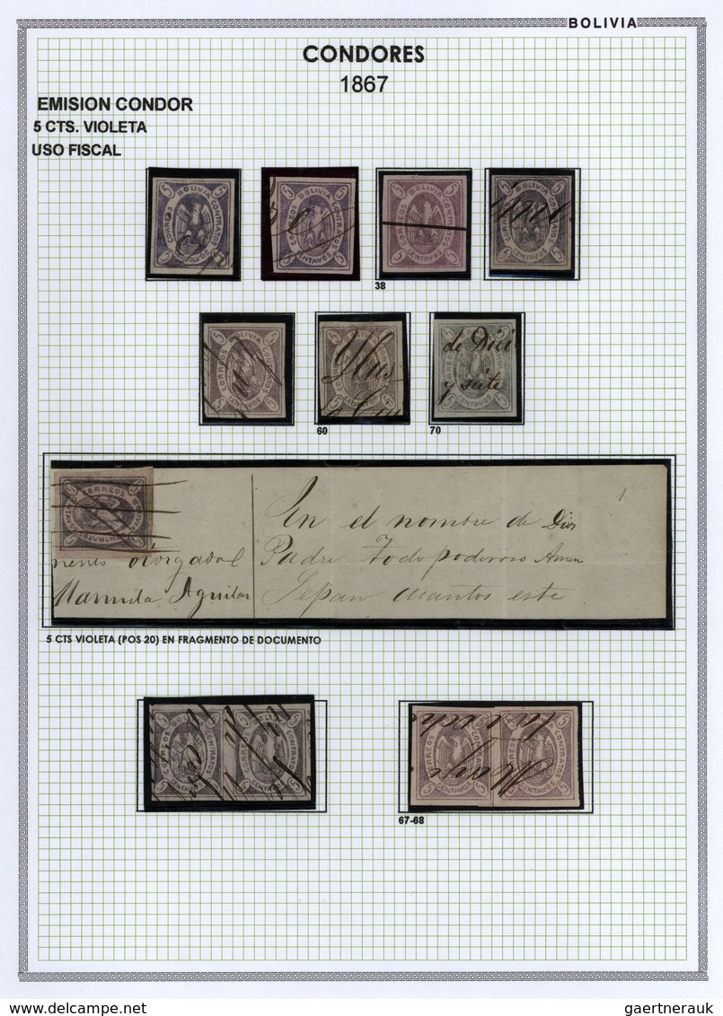 22274 Bolivien: 1867: THE CONDOR ISSUE: A scarce and unique special collection of a most exciting classica