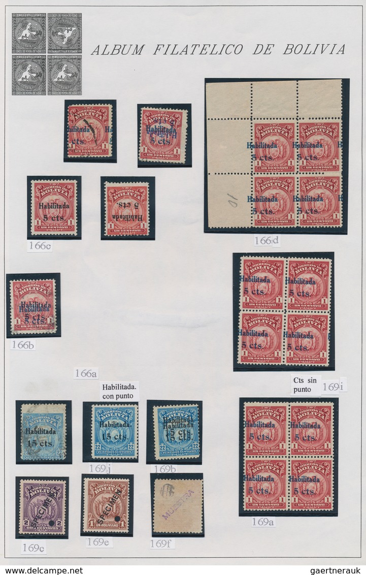 22276 Bolivien: 1870/1990 (ca.), deeply specialised collection in five albums arranged on written up album