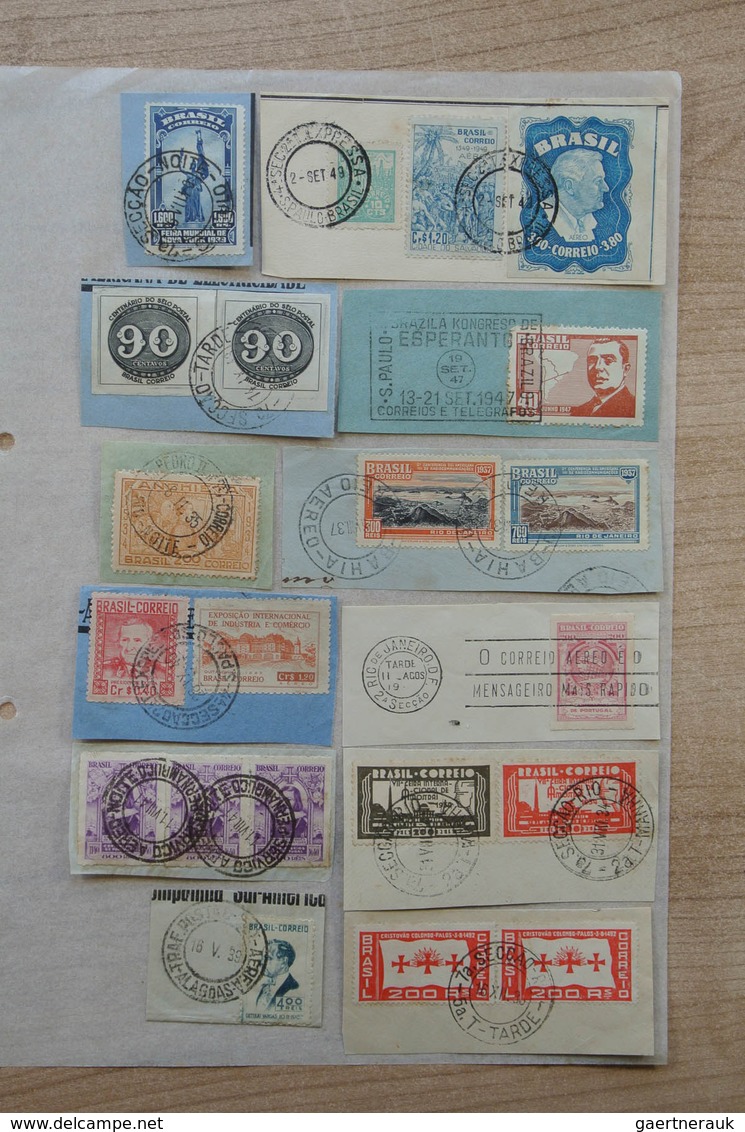 22313 Brasilien - Stempel: 1930-1950. Folder with ca. 660 used stamps of Brazil on paper, including many d