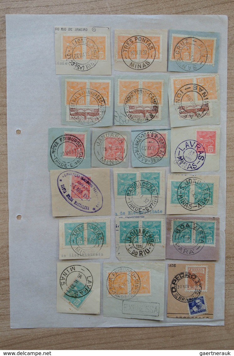 22313 Brasilien - Stempel: 1930-1950. Folder with ca. 660 used stamps of Brazil on paper, including many d