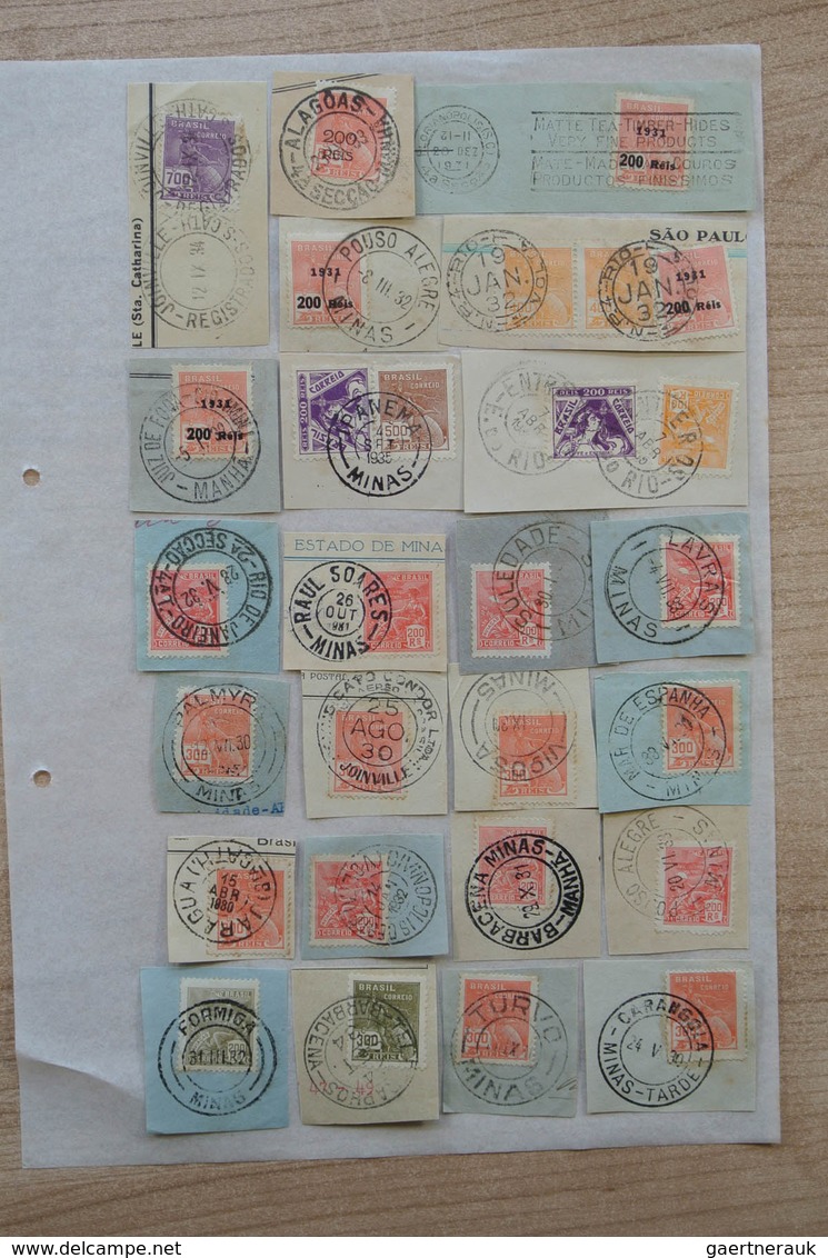 22313 Brasilien - Stempel: 1930-1950. Folder with ca. 660 used stamps of Brazil on paper, including many d