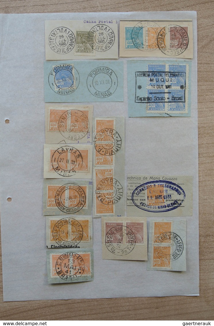 22313 Brasilien - Stempel: 1930-1950. Folder with ca. 660 used stamps of Brazil on paper, including many d