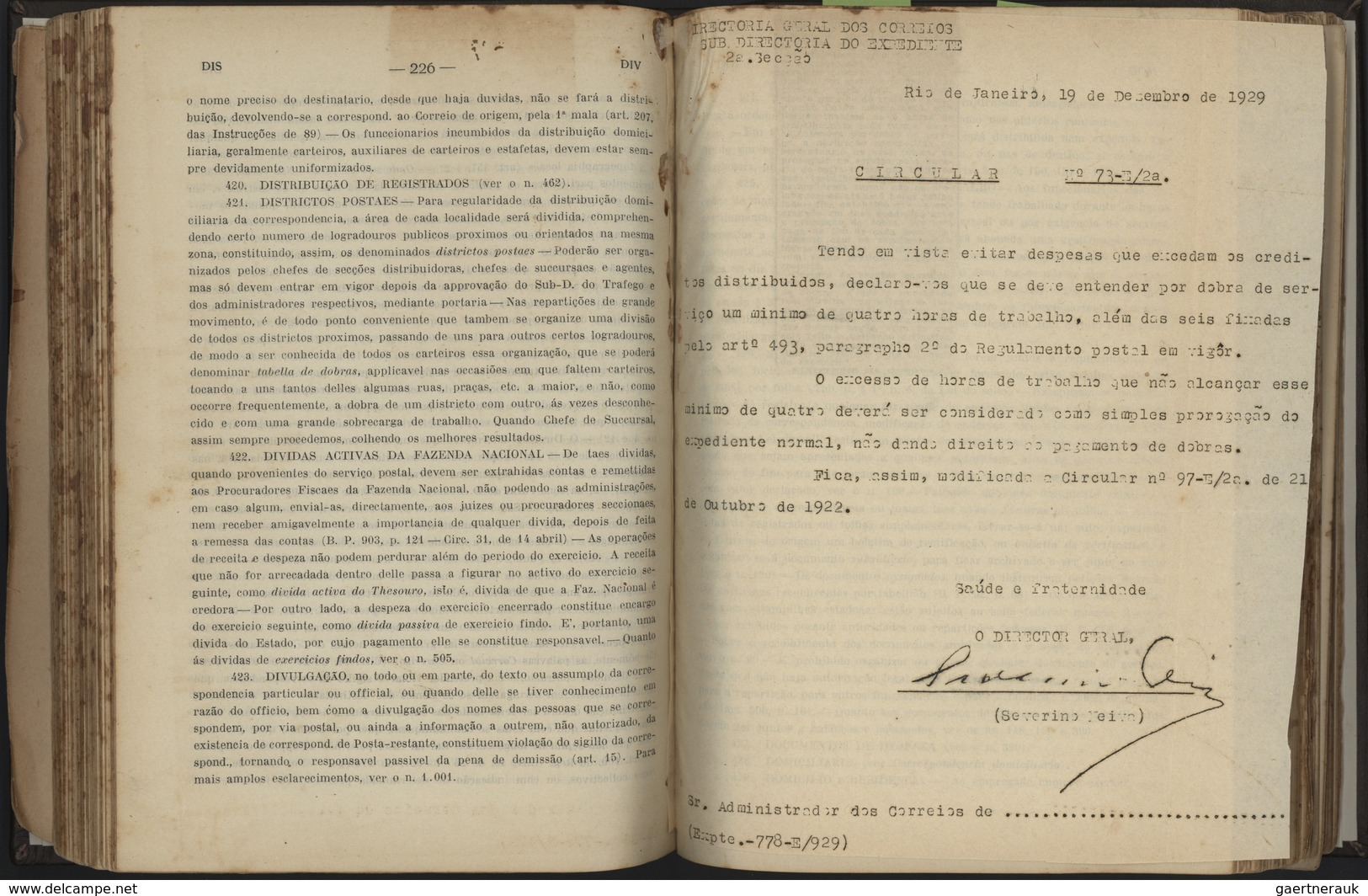 22315 Brasilien - Besonderheiten: 1922/1932, Alfredo De Souza Barros: "Legislacao Postal 1922", Complete B - Autres & Non Classés