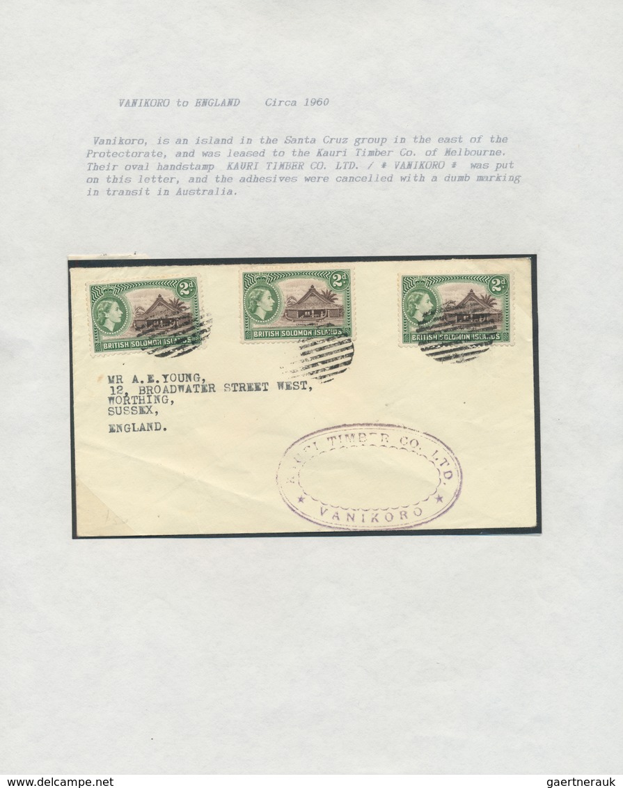 22323 Britische Salomoninseln: 1945/67, covers KGVI (22) and QEII (15) inc. airmail, registration and a ve